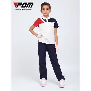 PGM 夏款 兒童高爾夫衣服 女童服裝 運動球服 短袖T恤 速干