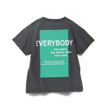 日本 BRANSHES - 100%棉 個性標語短袖上衣-EVERYBODY-深灰