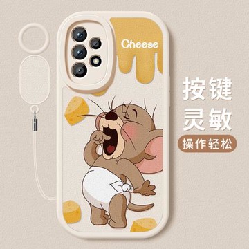 適用三星a54手機殼保護套新款A53奶酪杰瑞a55小羊皮全包防摔5G硅膠軟殼女款A52可愛搞怪掛繩galaxy高級感外殼