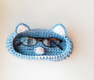 猫眼镜架钩针篮子用于放置办公室小物品的礼物