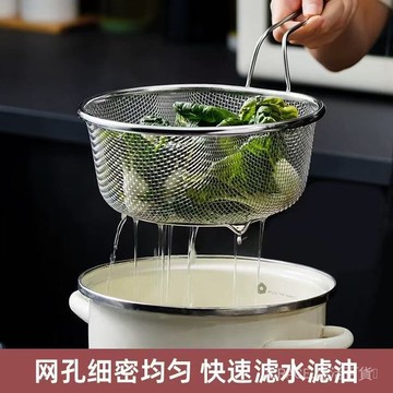 🔥可開發票#SP油炸304不銹鋼網炸籃過濾篩火鍋漏勺撈麵勺圓形廚房瀝油漏網#免運