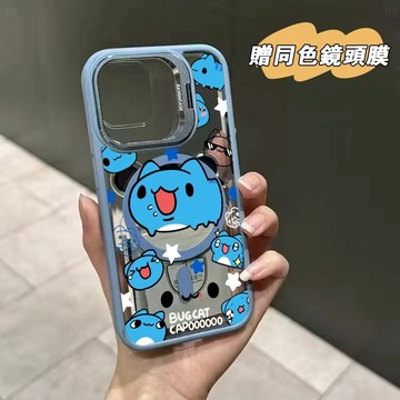 猫猫蟲咖波送鏡頭貼 i17 磁吸金屬支架iPhone16 15 14 13 12 11 Pro max手機殼