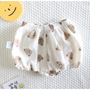韓系夏季男女寶寶棉紗短褲可愛印花小熊碎花嬰兒大PP南瓜燈籠褲子