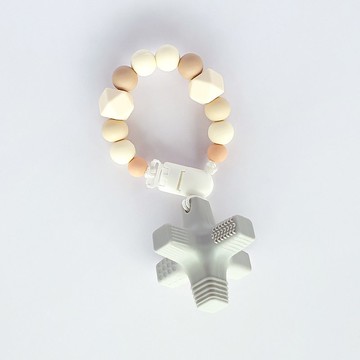 無字 灰色消波塊固齒器 / 客製化奶嘴鏈