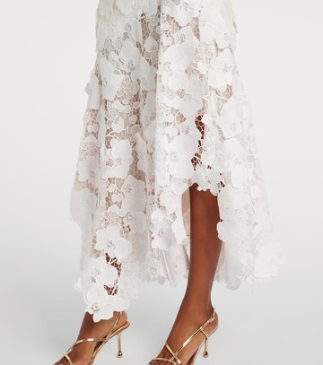 Oscar de la Renta Tweed and guipure midi dress