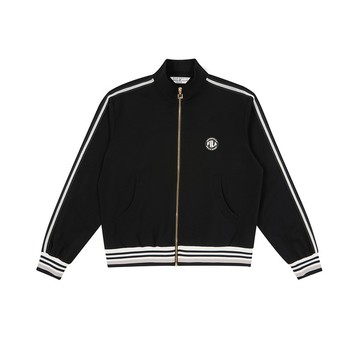 FILA 女復古條紋織帶外套-黑色 5JKA-1431-BK