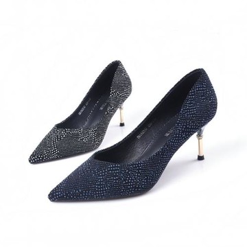 羊皮ZUSE正品中高跟尖頭工作單鞋2024早春新款法式名媛性感斑駁感