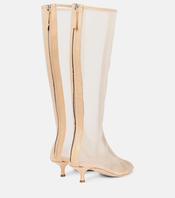 Christopher Esber Leather-trimmed mesh knee-high boots