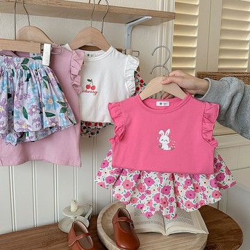【夏季上新】Mini baby🌷歐美風女童短袖套裝24夏季新品童裝批髮女幼童蝴蝶印花T恤兩件套