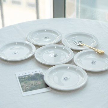 Syracuse New York 素色圓形盤S 16cm 6入組  1套  6個圓盤  白色