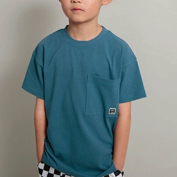 日本 BRANSHES - 純棉簡約大口袋短袖上衣-鈷藍