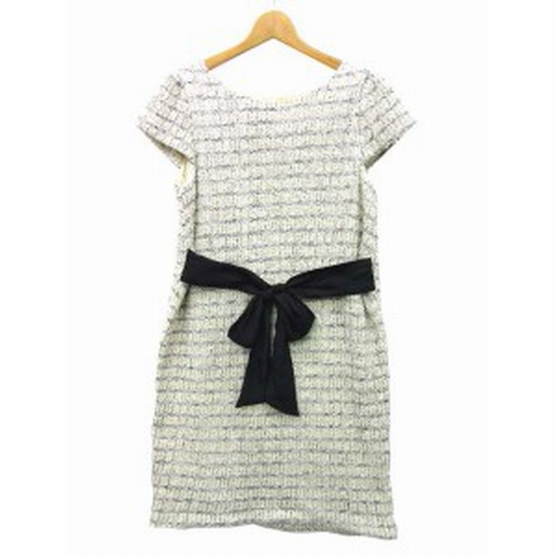 中古 ドゥエセイ Due Sei ツイード ワンピース 半袖 ウエストリボン オフホワイト 13ar レディース 通販 Lineポイント最大1 0 Get Lineショッピング