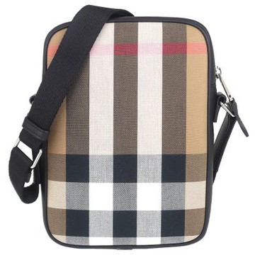 BURBERRY PADDY 蘇格蘭格紋帆布皮邊直型斜背包
