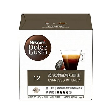 NESCAFE 雀巢咖啡 Dolce Gusto 多趣酷思 義式濃縮濃烈咖啡膠囊 中烘焙 可可與橡膠皮多層次香氣  6g  16顆  1盒