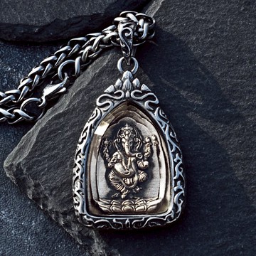 泰國象鼻神吊墜項鏈男個性復古佛牌嘻哈ins百搭毛衣鏈配飾品街頭