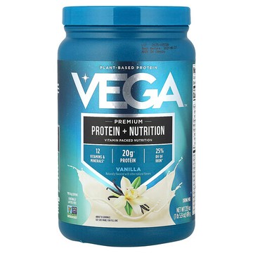Vega, 植物基蛋白質，優質蛋白質 + 營養素，香草味，1 磅 5.9 盎司（619 克）