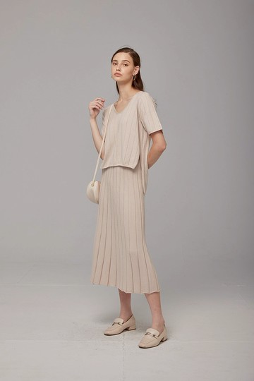 寬直紋波浪長裙 (22W2SK02)