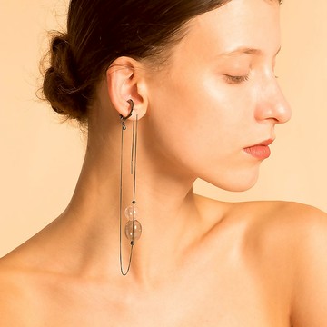 Bubble Nebula - 氣泡星雲系列 小耳夾+氣泡長耳線-黑