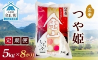 《定期便》金山産米「つや姫」5kg×8ヶ月 計40kg 8ヶ月 米 お米 白米 ご飯 玄米 ブランド米 つや姫 送料無料 東北 山形 金山町 F4B-0168