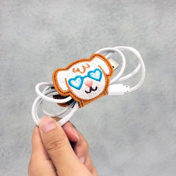 【刺繡捲線器】墨鏡小狗