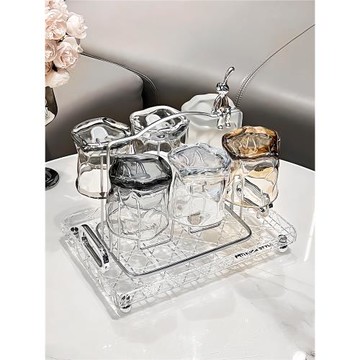 輕奢高檔亞克力客廳水杯托盤家用放茶杯茶盤杯子長方形茶托盤商用