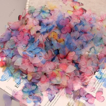 🎇可開發票✨多款多色混髮單層薄紗蝴蝶diy蝴蝶結髮夾美甲臉妝臉貼小蝴蝶配件#免運