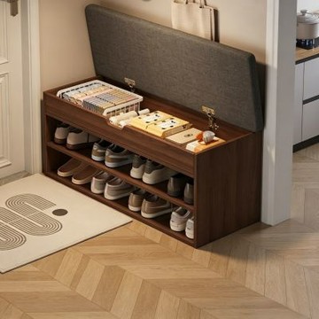 【匠俱】翻蓋雙層穿鞋凳80x28x43cm 入戶門玄關鞋架 多功能鞋櫃 可坐長條凳 門口板式收納凳
