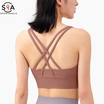 【Sportsangel】加墊運動内衣多色女美背集中爆乳防震跑步經典瑜伽内衣無搭扣寬下擺顯胸美背瑜伽背心普拉提健身内衣