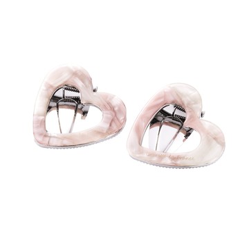 粉貝愛心髮夾組 / 2色 / Pink Heart Hair Clip Set