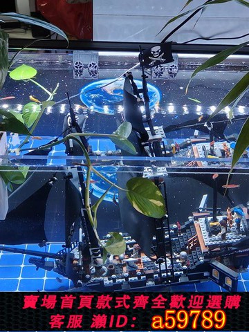 【廠家直銷 可打統編】加勒比海盜船模型黑珍珠號積木帆船魚缸擺件適用于樂高拼裝玩具禮