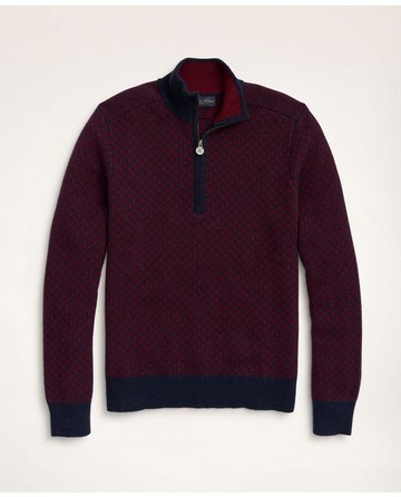 Brooks Brothers Men's Big & Tall Wool Nordic Half-Zip Sweater | Burgundy/Navy | Size 3X