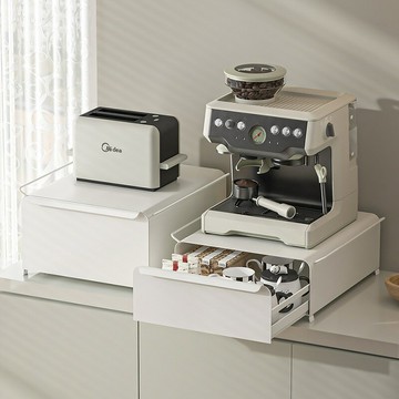 【含稅/免運】 桌面抽屜收納盒咖啡機底座廚房防塵防潮置物盒大容量小家電置物架