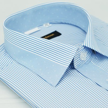 金安德森 藍色變化領窄版短袖襯衫