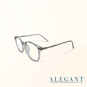 【ALEGANT】日系基本款輕量造型微透灰TR90輕量方框金屬鏡腳UV400濾藍光眼鏡