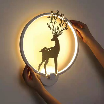 led現代簡約壁燈臥室床頭燈北歐婚慶創意小鹿客廳過道樓梯墻壁燈 雙11全館免運