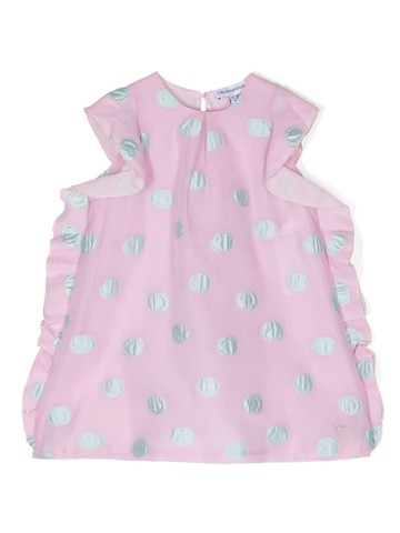 Emporio Armani Kids - polka dot-embroidered organza dress - kids - Cotton/Polyester/Polyamide - 24 mth - Pink