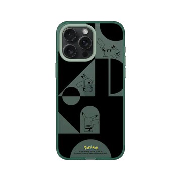 iPhone 15 Pro Max JellyTint 憂墨綠 - 寶可夢 Pokemon - 皮卡丘與積木-黑白版
