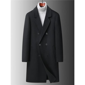 雙排扣全羊毛呢大衣男中長款冬季商務韓版時尚英倫風雙面呢子外套