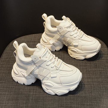 真皮厚底老爹鞋女2025新款冬季加絨女鞋爆款百搭顯腳小休閑運動鞋