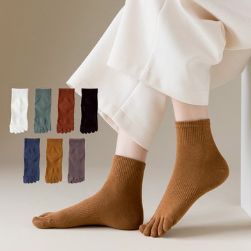 NicoFun 愛定做 3雙 純色短筒五趾襪 五指襪 分趾襪 腳趾襪 棉襪 運動襪(女襪22.5~25cm)