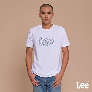 Lee 男款 標準版型 三色重疊LOGO印花短袖圓領TEE 白色 LB602044K14