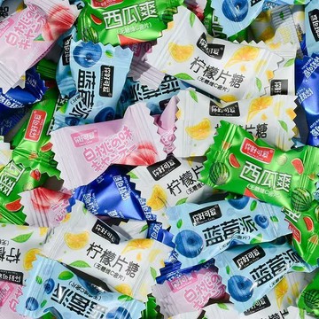 檸檬味/藍莓味/西瓜味糖果 糖果 無糖維C含片混合果味隨身檸檬糖果500g散裝提神防困散裝零食