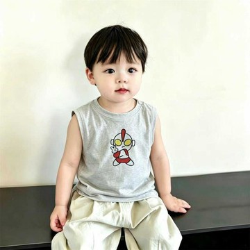 Mimo⭐兒童夏季無袖衣服寶寶棉質卡通背心上衣小童短袖外出夏裝T恤薄款