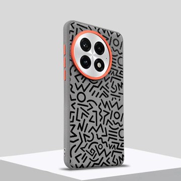梵柔 適用一加13手機殼幾何涂鴉1加13金屬鏡頭圈1+13素皮保護套oneplus13攝像頭大孔高級感創意小眾男女潮款