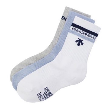 Descente 迪桑特 襪子 中筒襪 韓國製 灰藍白【運動世界】SQ323USO7D-MUL0