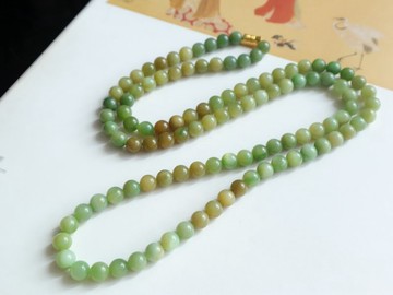 天然和田玉項鏈媽媽鏈 新疆且末黑羊洞碧玉項鏈 薄荷綠俏糖 平安