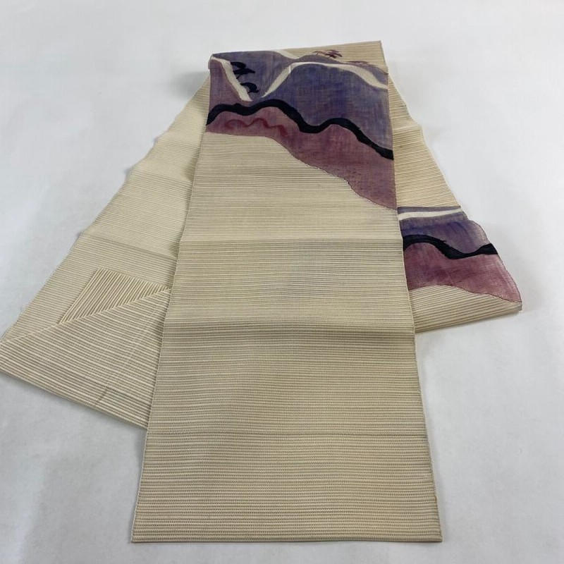 名古屋帯 美品 秀品 八寸名古屋帯 松葉仕立て 幾何学模様 金糸
