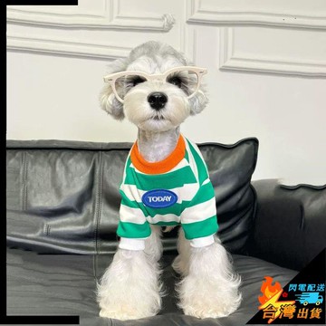 【台灣出貨】寵物衣 狗狗衣服 貓咪衣服 中小型犬衣服 比熊衣服 雪納瑞博美泰迪服飾 寵物兩腳衣 春秋裝 狗狗加絨條紋衛衣