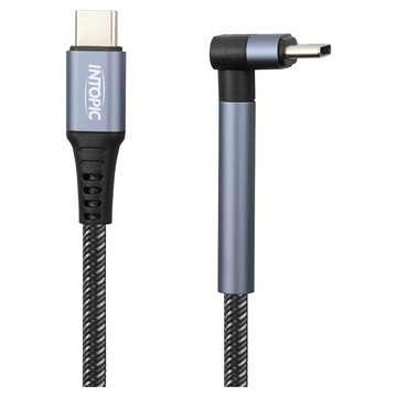 INTOPIC 廣鼎 Type-C 彎頭支架充電傳輸線 120cm 尼龍編織線 支援C-to-C PD Max 60W(3A/20V)  1盒  銀灰色