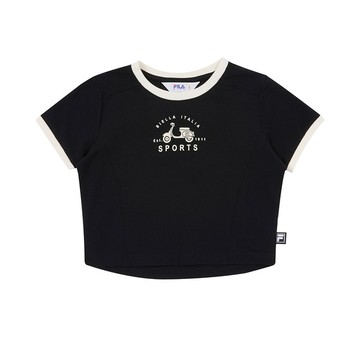 FILA KIDS 女童短袖圓領T恤-黑色(幼兒) 5TEA-4028-BK